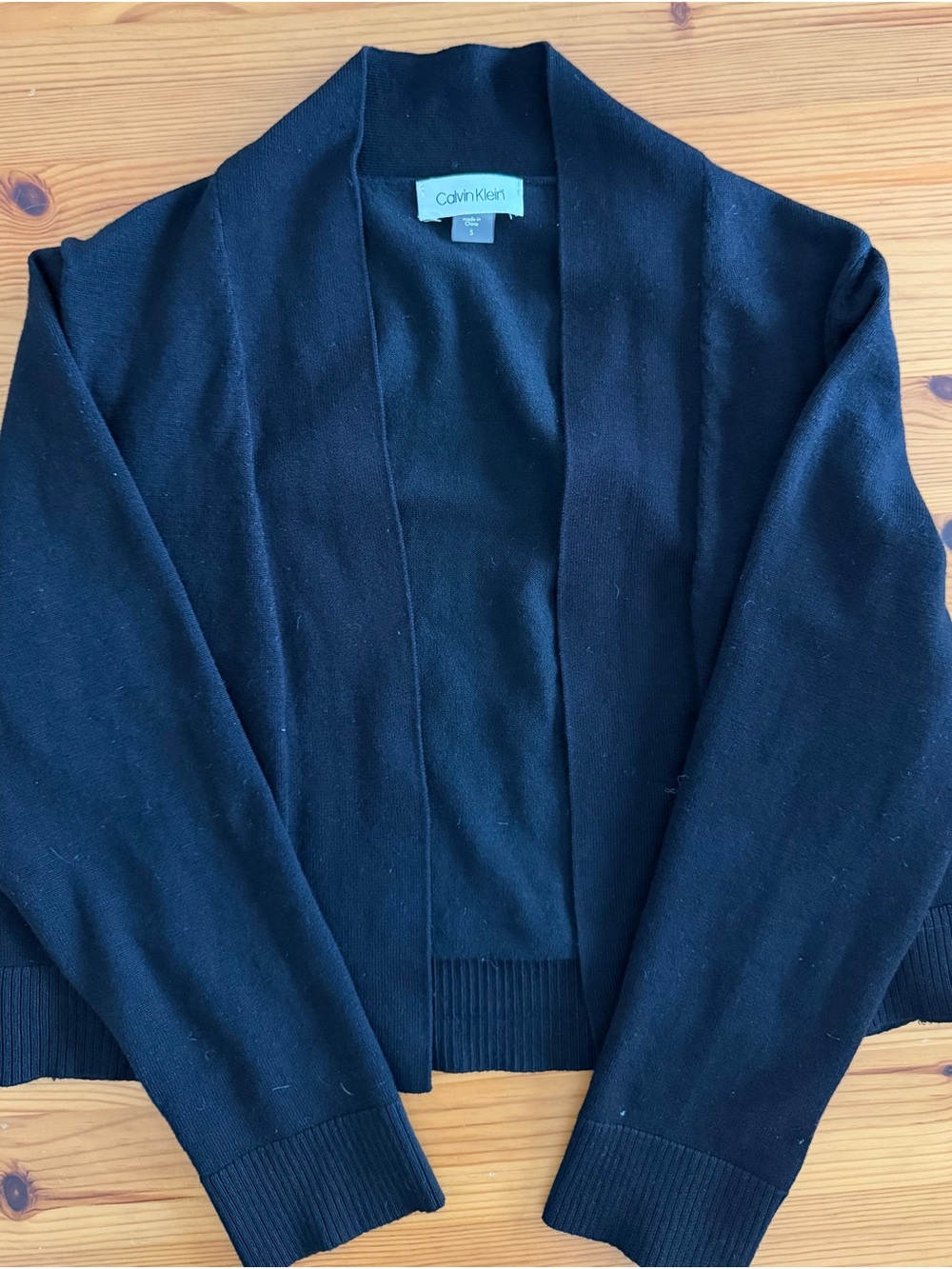 Calvin Klein Black Open-Front Cropped Cardigan